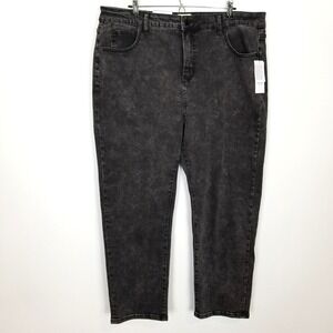 Eloquii Women The Leight Jeans Sz 20 Washed Black Mid Rise Denim